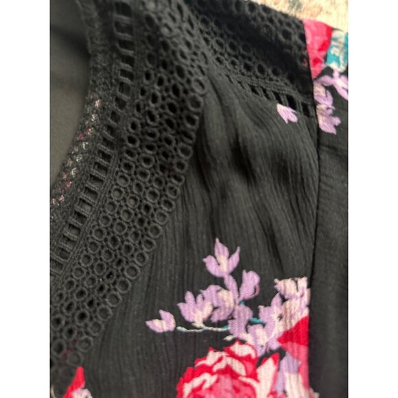 Torrid Black Floral Lace-Up Dress Womens Plus Size 6 Dark Cottage Whimsigoth - Picture 11 of 16